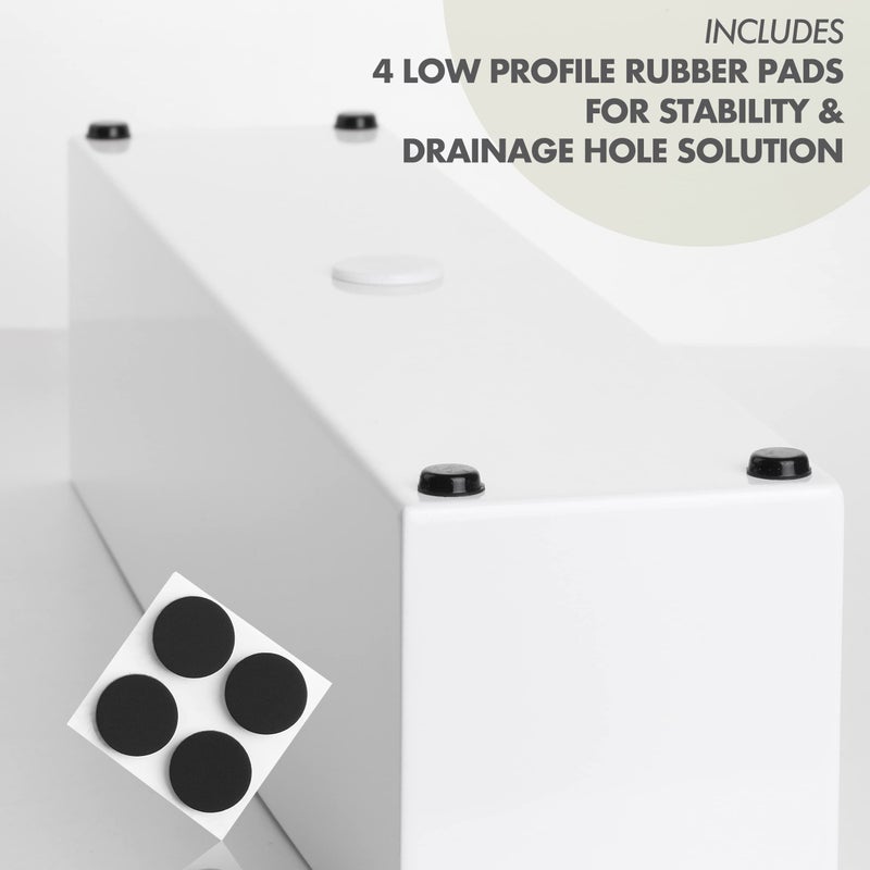 DR&Co صندوق زراعة مستطيل حديث من DR&Co - 32" صندوق معدني مثالي للنباتات العصارية الطويلة، صندوق مستطيل للطاولة أو حافة النافذة، حوض للنافذة الداخلية، أبيض - Image 4